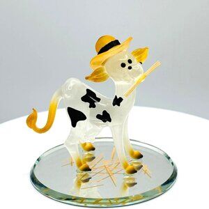 Lola Cow Glass Figurine | Farm Animal Decor Country Kitchen Collectible Gift